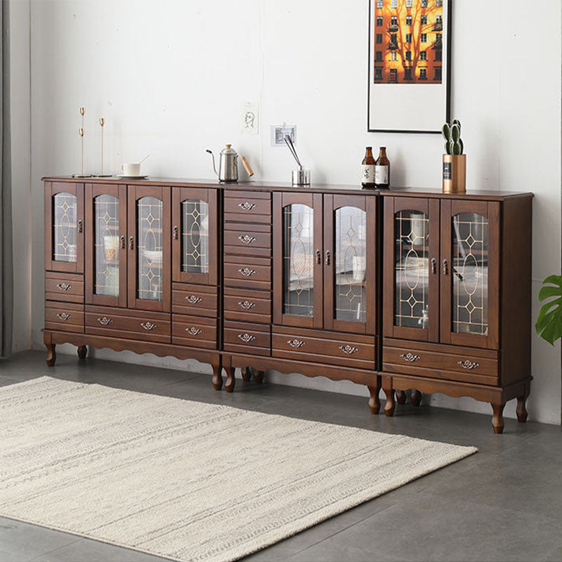 Solid Wood Glam Style Sideboard Door and Drawer Sideboard for Living Room