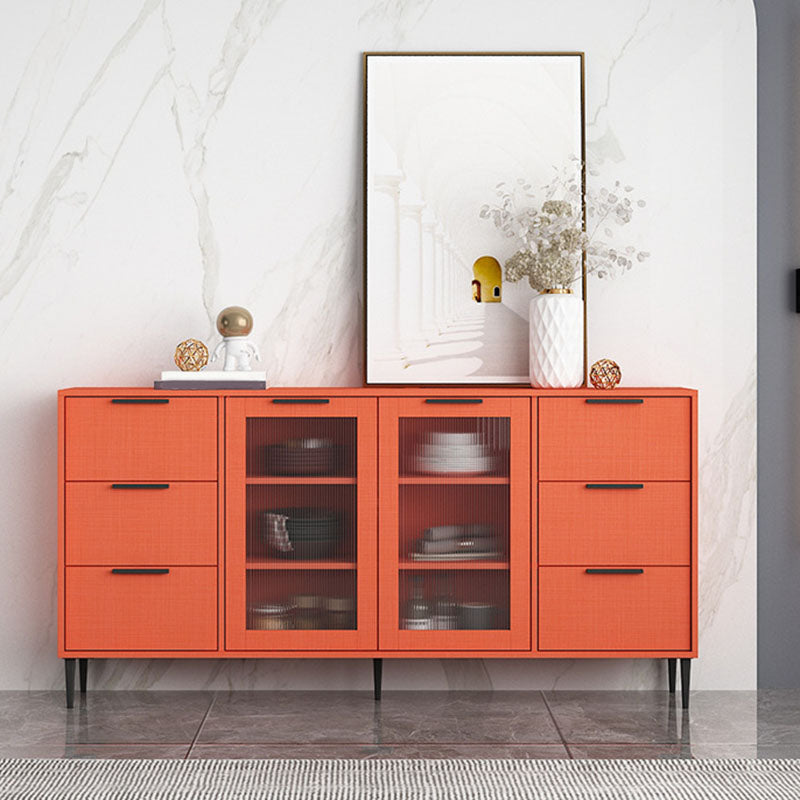 Glam Style Buffet Sideboard Engineer Wood Server with Door and Drawer for Living Room