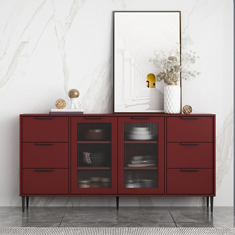 Glam Style Buffet Sideboard Engineer Wood Server with Door and Drawer for Living Room