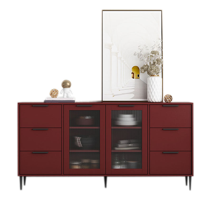 Glam Style Buffet Sideboard Engineer Wood Server with Door and Drawer for Living Room