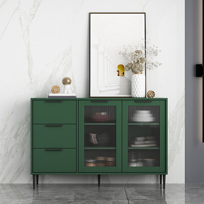 Glam Style Buffet Sideboard Engineer Wood Server with Door and Drawer for Living Room