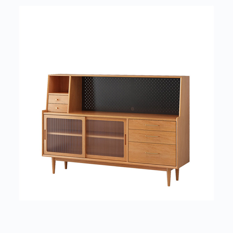 Glam Style Buffet Sideboard Solid Wood Server with Door and Drawer