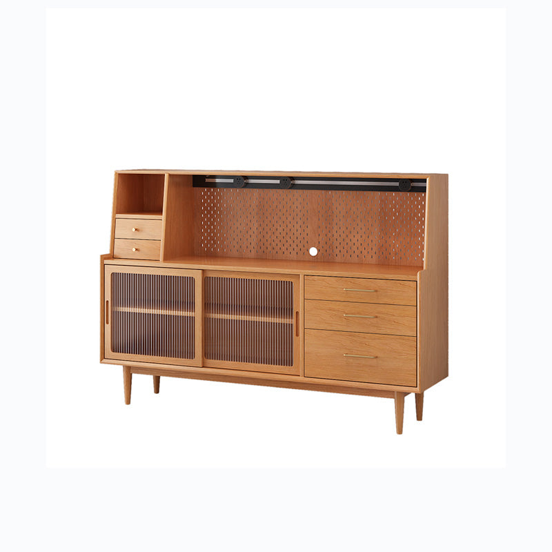 Glam Style Buffet Sideboard Solid Wood Server with Door and Drawer