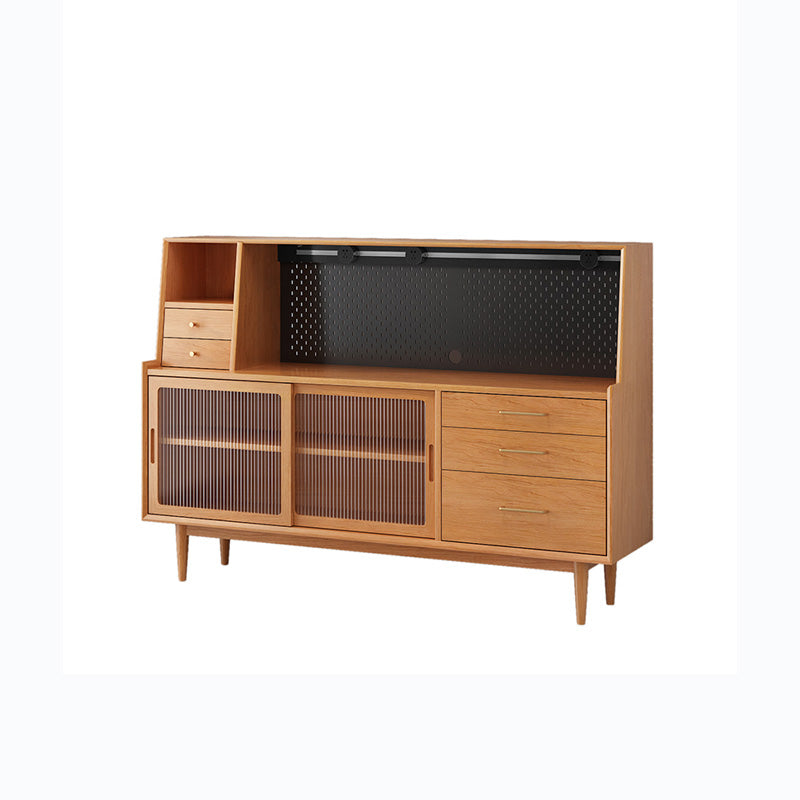 Glam Style Buffet Sideboard Solid Wood Server with Door and Drawer