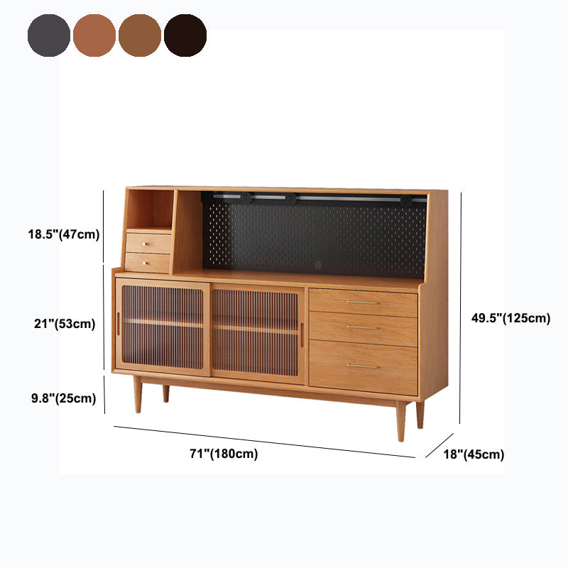 Glam Style Buffet Sideboard Solid Wood Server with Door and Drawer