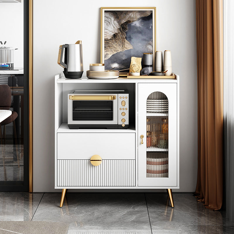 2-Drawer Engineered Wood Sideboard Glam Adjustable Shelving Credenza with Stone Countertop