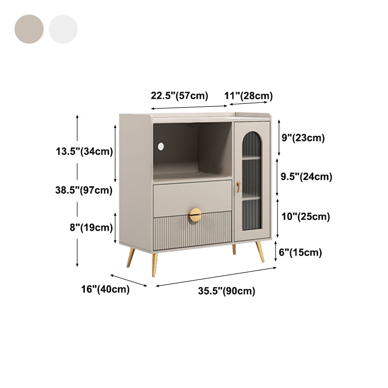 2-Drawer Engineered Wood Sideboard Glam Adjustable Shelving Credenza with Stone Countertop