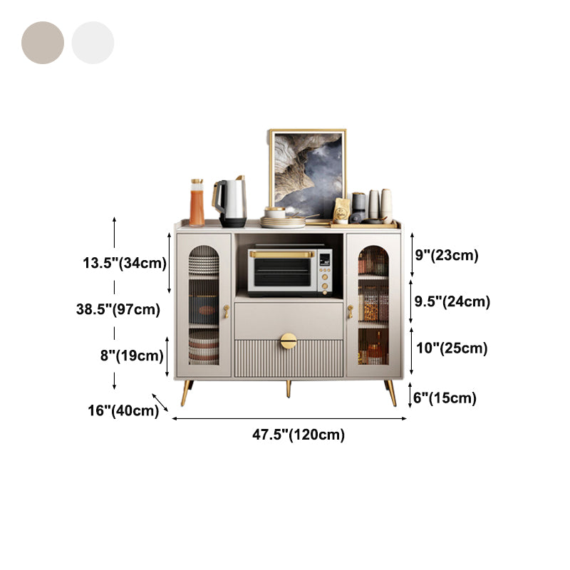 2-Drawer Engineered Wood Sideboard Glam Adjustable Shelving Credenza with Stone Countertop