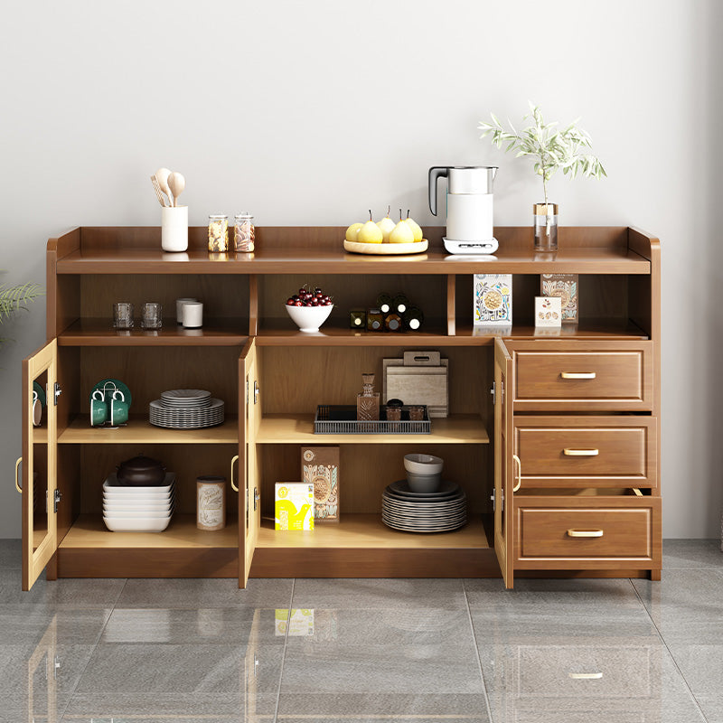 Contemporary Sideboard Rubber Wood Sideboard with Door and Drawer for Dining Room