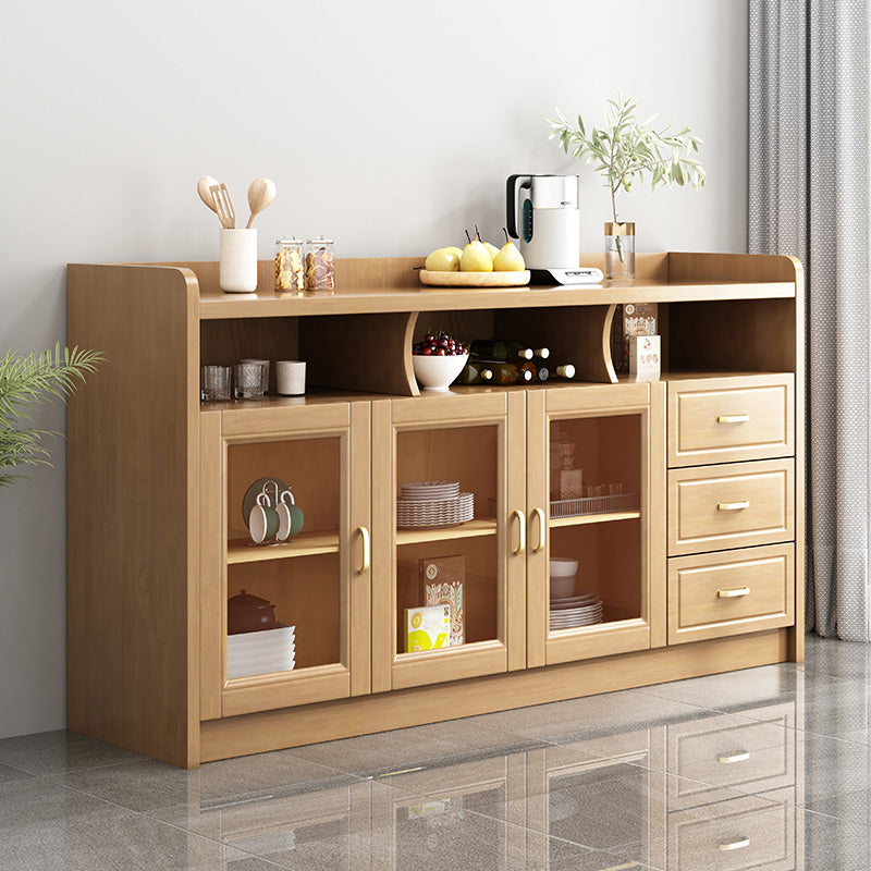 Contemporary Sideboard Rubber Wood Sideboard with Door and Drawer for Dining Room