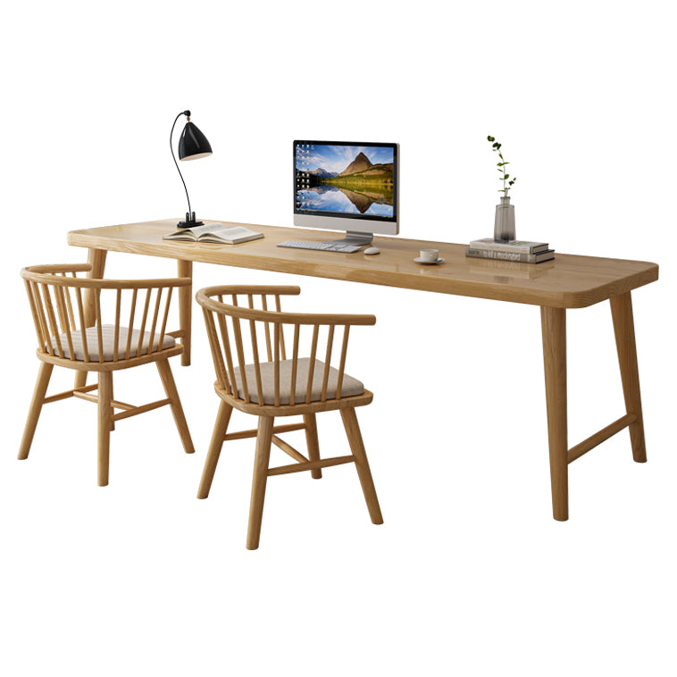 Modern Rectangular Writing Desk Solid Wood Office Desk with H-Shape Base