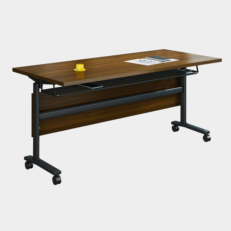 Manufactured Wood Rectangular Folding Desk Modern Office Desk with Wheels