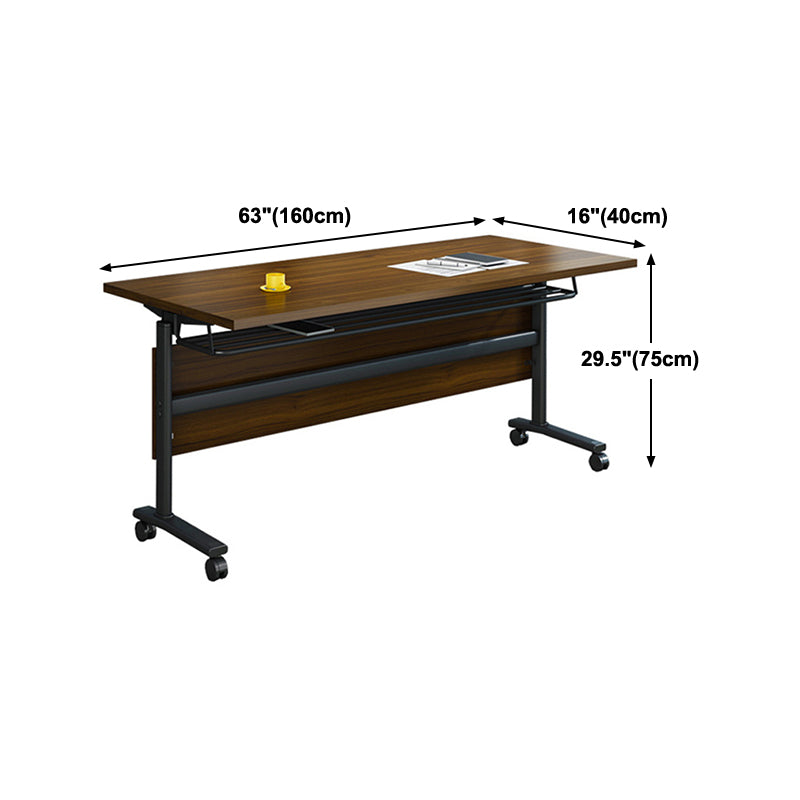 Manufactured Wood Rectangular Folding Desk Modern Office Desk with Wheels