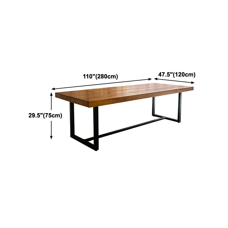 Brown Pine Wood Top Rectangular Desk Industrial Office Desk with Trestle