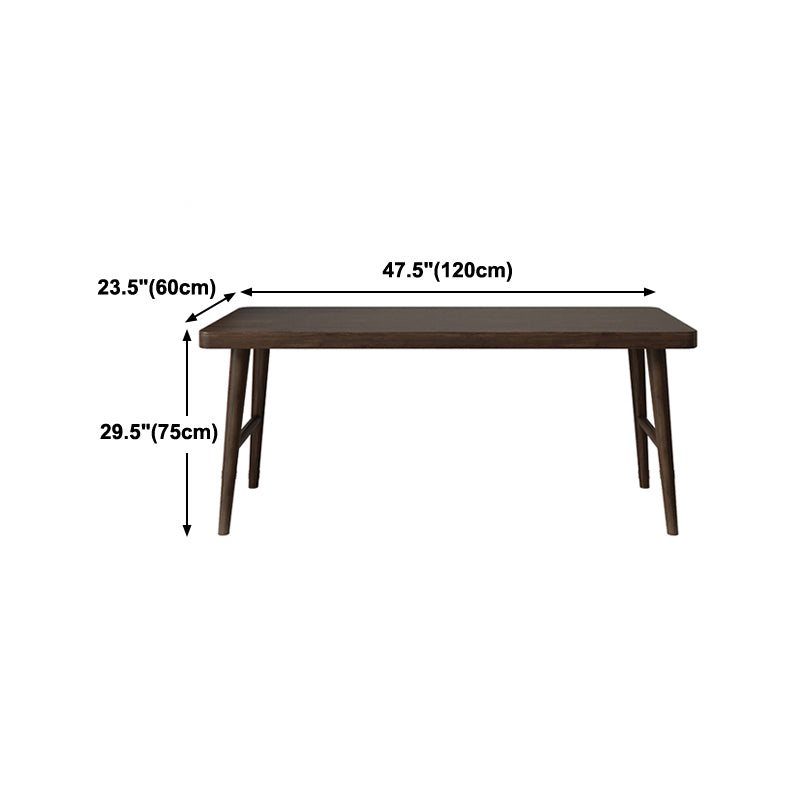 Modern Brown Writing Desk Solid Wood H-Shape Office Desk for Home