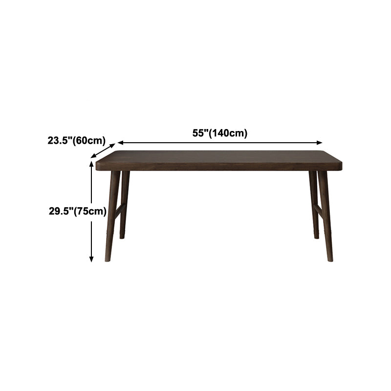 Modern Brown Writing Desk Solid Wood H-Shape Office Desk for Home