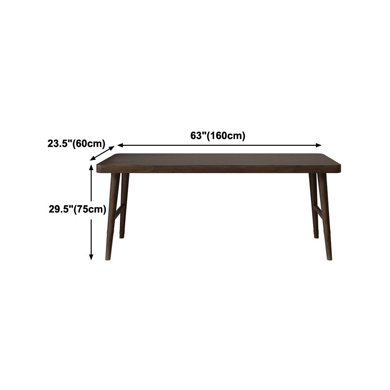 Modern Brown Writing Desk Solid Wood H-Shape Office Desk for Home