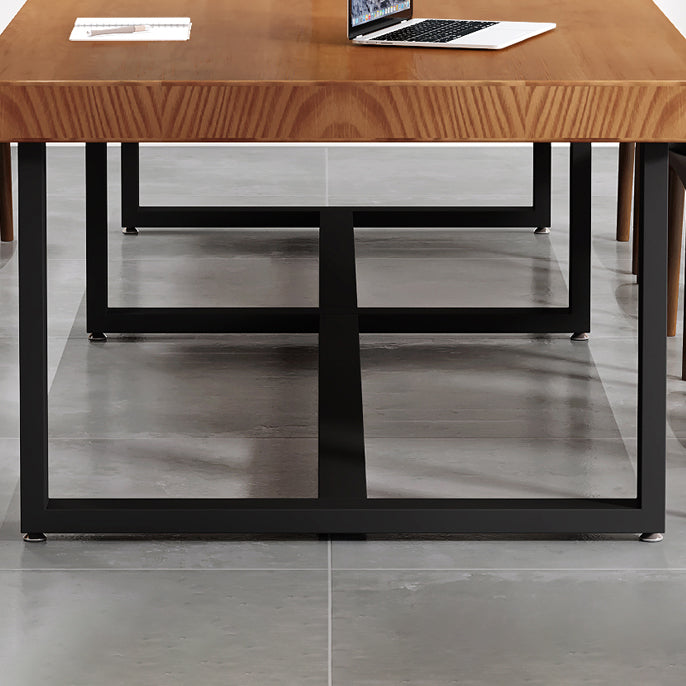 Modern Pine Wood Top Office Desk Rectangular Desk with Trestle