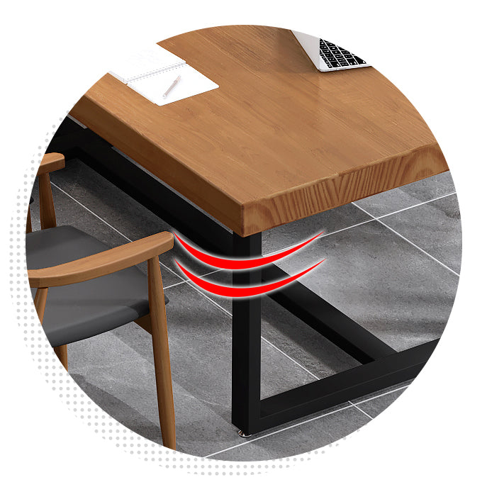 Modern Pine Wood Top Office Desk Rectangular Desk with Trestle
