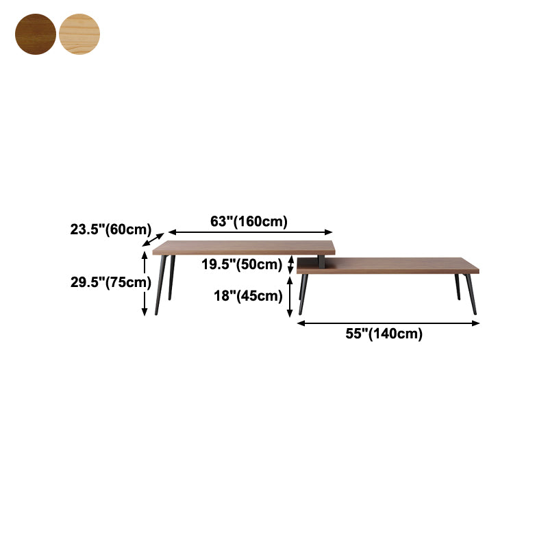 L-Shape Contemporary Writing Desk Pine Wood Desktop Parsons Base Desk