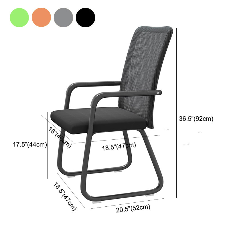 Modern Office Chair Mid Back Fixed Armrest Desk Chair in 4 Colors