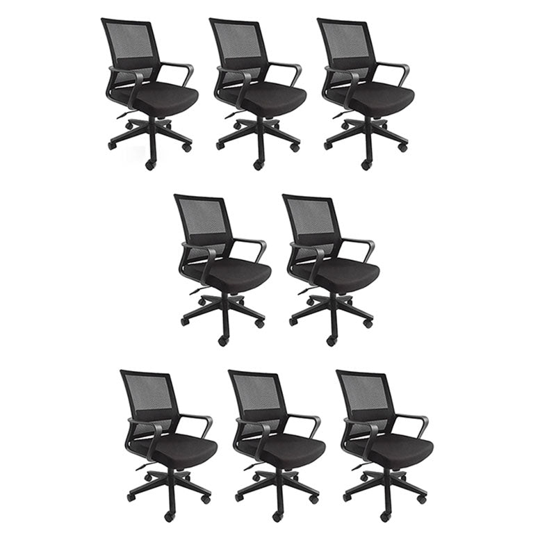 Rotatable Mid Back Office Chair Fixed Armrest Mesh Desk Chair with Wheels