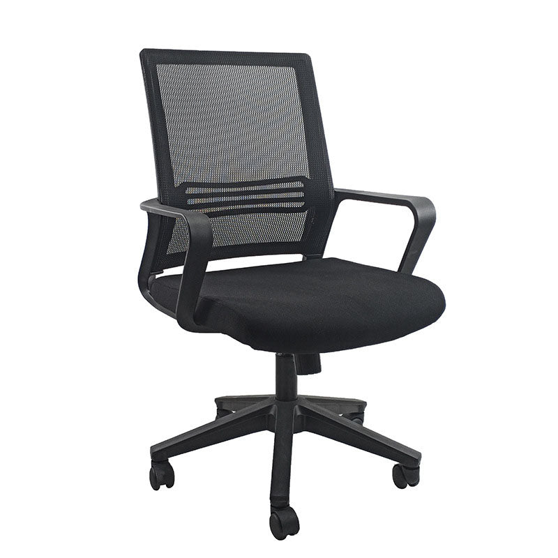 Rotatable Mid Back Office Chair Fixed Armrest Mesh Desk Chair with Wheels