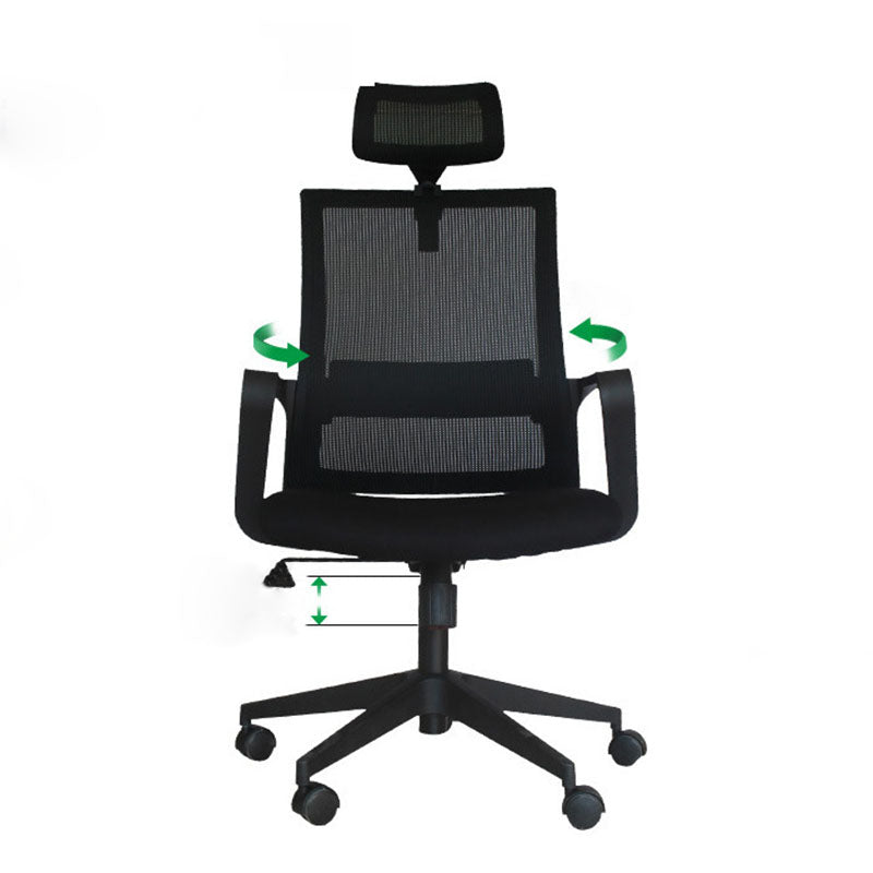 Rotatable Mid Back Office Chair Fixed Armrest Mesh Desk Chair with Wheels