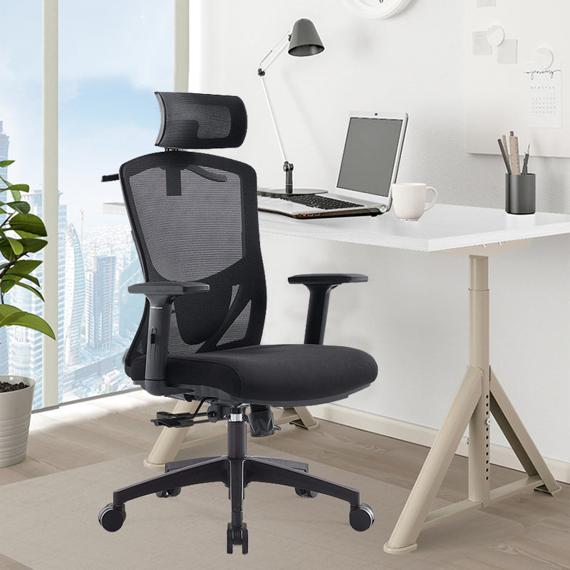 Mid Back Office Chair Rotatable Black Mesh Desk Chair with Wheels