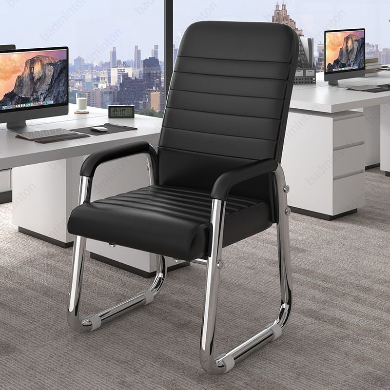 Mid Back Steel Office Chair Fixed Armrest Desk Chair with Sled Base