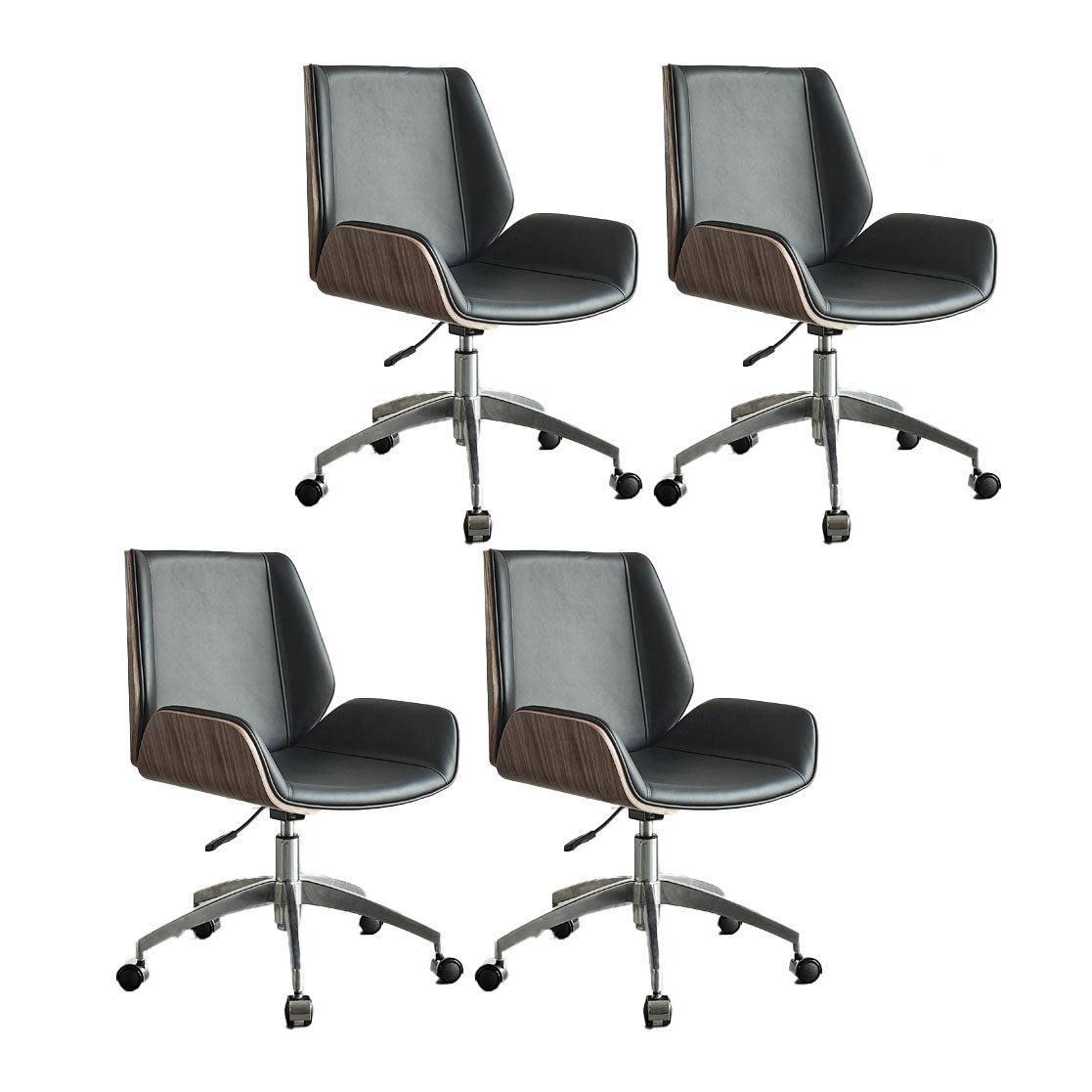 Low Back Office Chair Armless Leather Desk Chair with Wheels