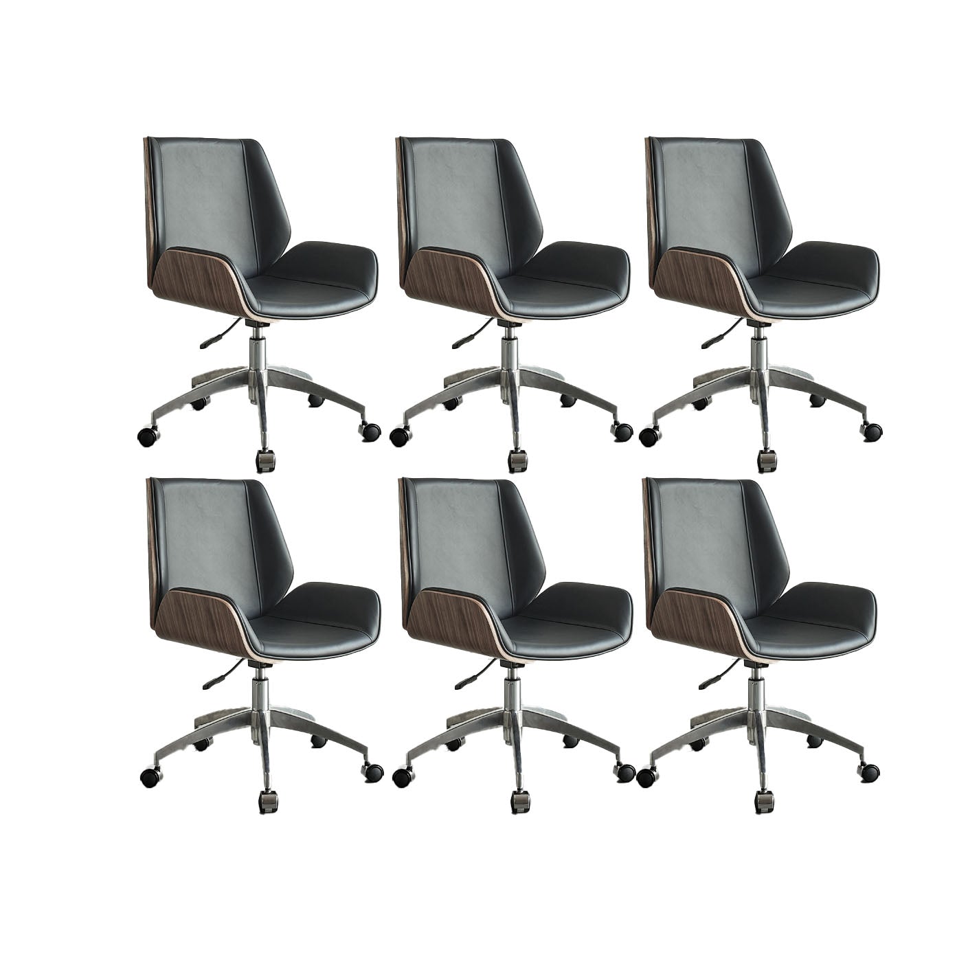 Low Back Office Chair Armless Leather Desk Chair with Wheels