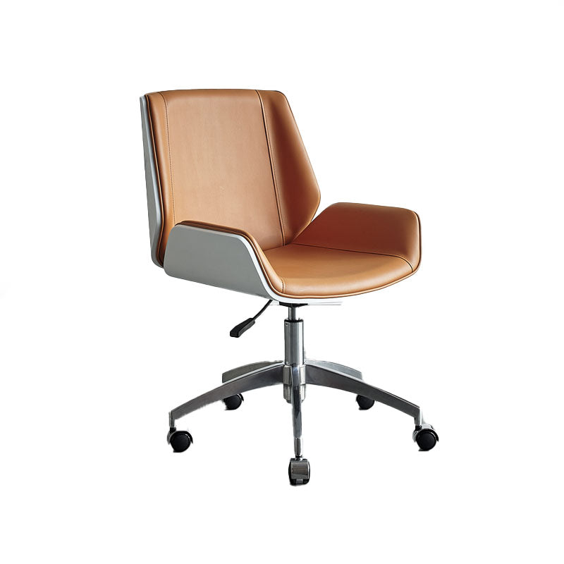 Low Back Office Chair Armless Leather Desk Chair with Wheels