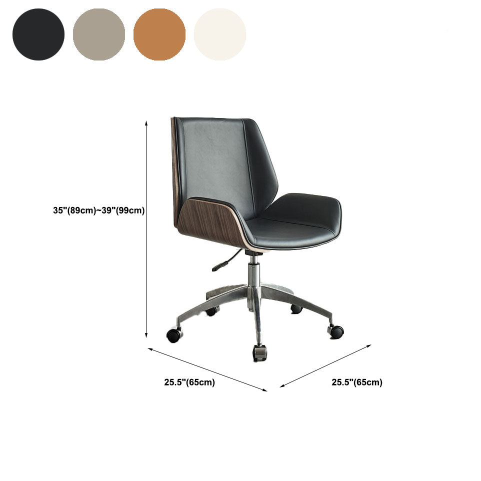 Low Back Office Chair Armless Leather Desk Chair with Wheels