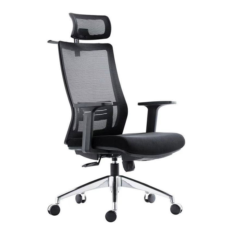 Black Mesh Office Chair Rotatable Fixed Armrest Desk Chair with Wheels