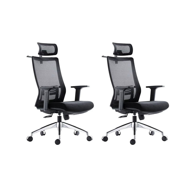 Black Mesh Office Chair Rotatable Fixed Armrest Desk Chair with Wheels