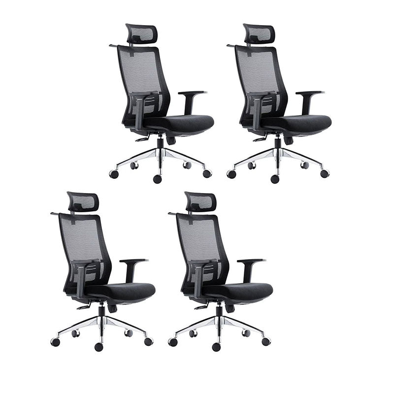 Black Mesh Office Chair Rotatable Fixed Armrest Desk Chair with Wheels