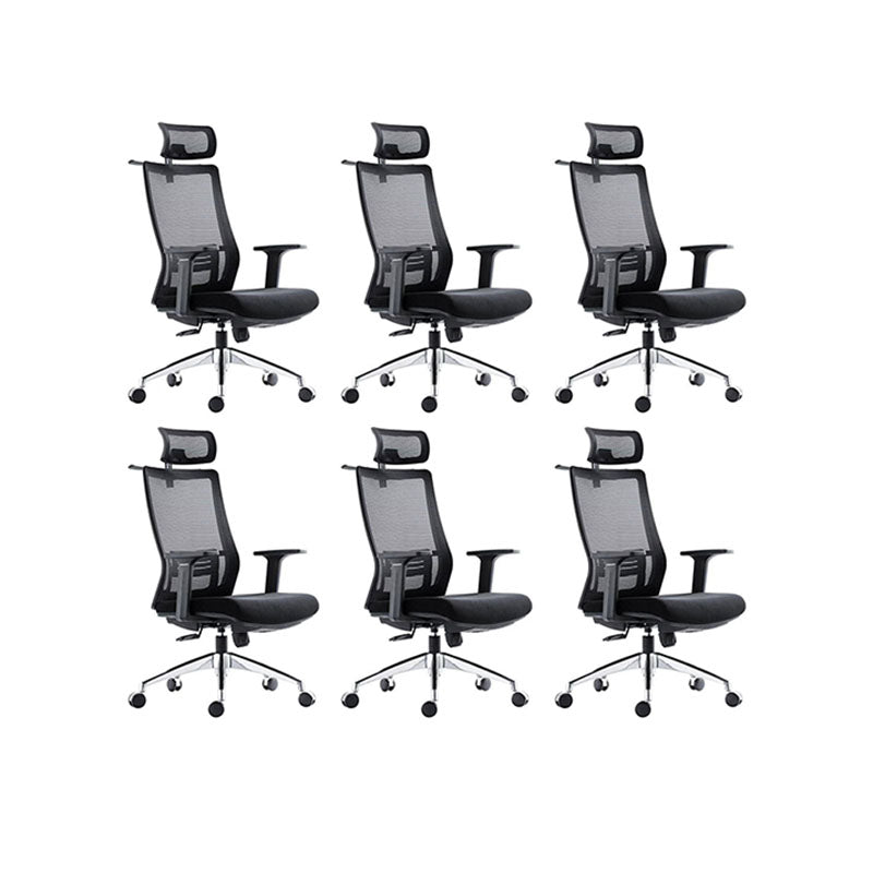 Black Mesh Office Chair Rotatable Fixed Armrest Desk Chair with Wheels