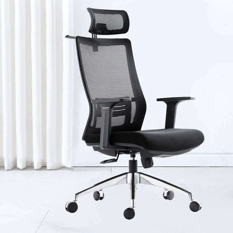 Black Mesh Office Chair Rotatable Fixed Armrest Desk Chair with Wheels