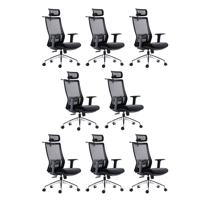 Black Mesh Office Chair Rotatable Fixed Armrest Desk Chair with Wheels