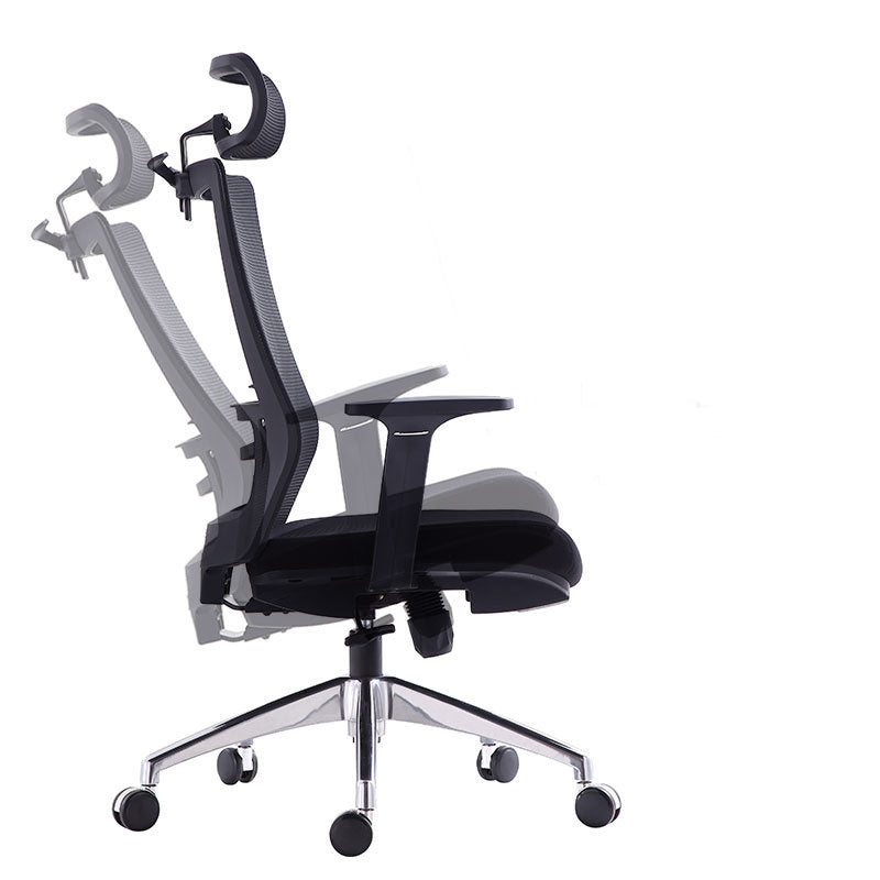 Black Mesh Office Chair Rotatable Fixed Armrest Desk Chair with Wheels