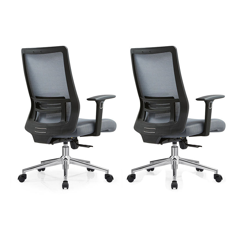 Black Mesh Office Chair Rotatable Fixed Armrest Desk Chair with Wheels