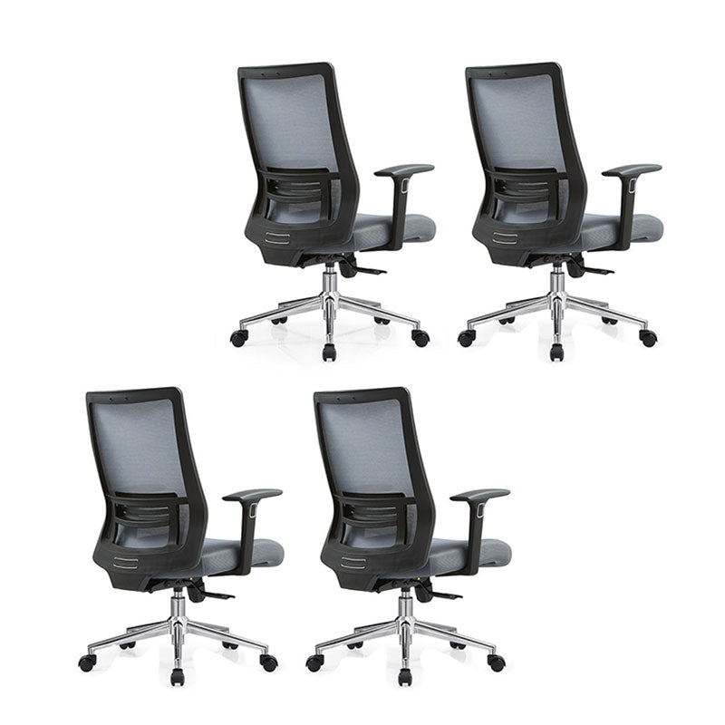 Black Mesh Office Chair Rotatable Fixed Armrest Desk Chair with Wheels