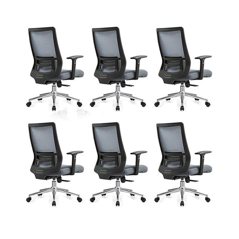 Black Mesh Office Chair Rotatable Fixed Armrest Desk Chair with Wheels