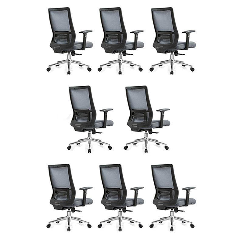 Black Mesh Office Chair Rotatable Fixed Armrest Desk Chair with Wheels