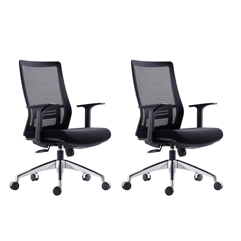 Black Mesh Office Chair Rotatable Fixed Armrest Desk Chair with Wheels