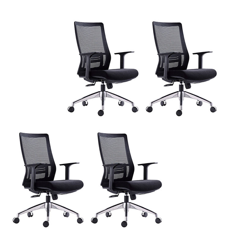 Black Mesh Office Chair Rotatable Fixed Armrest Desk Chair with Wheels