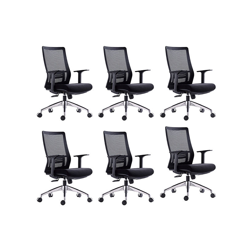 Black Mesh Office Chair Rotatable Fixed Armrest Desk Chair with Wheels