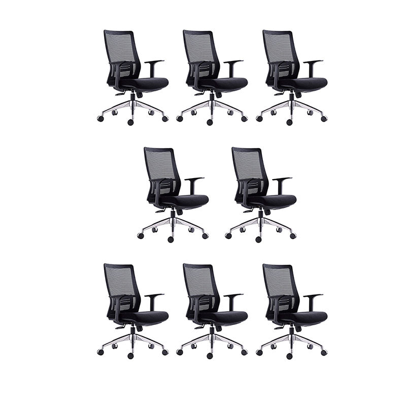 Black Mesh Office Chair Rotatable Fixed Armrest Desk Chair with Wheels