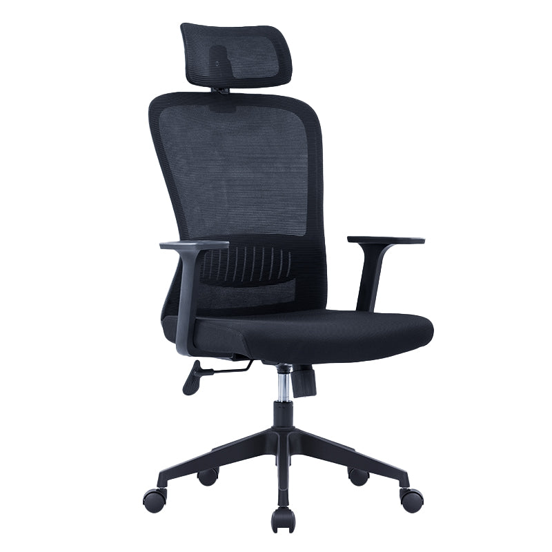 Modern Mesh Office Chair Black / Grey Fixed Armrest Desk Chair with Wheels